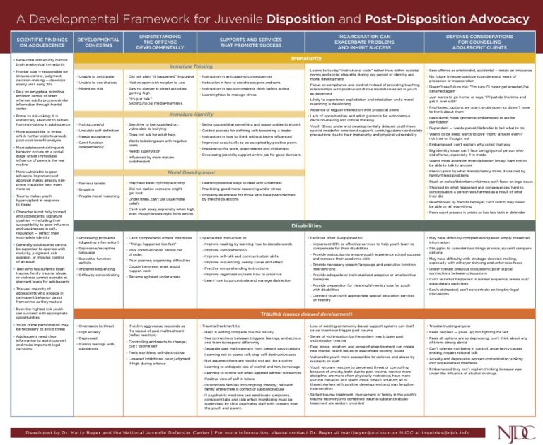 A Developmental Framework for Juvenile Disposition and Post-Disposition ...