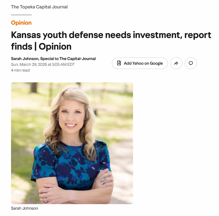 Kansas youth defense needs investment report finds Opinion